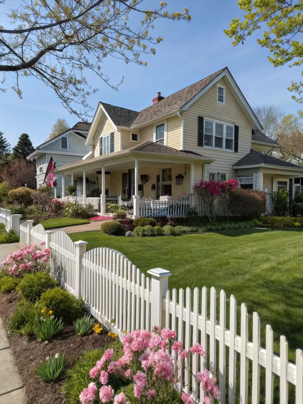 A charming suburban house with a well-manicured lawn and a swing set in the backyard, highlighting the family-friendly appeal of Cesar Properties' listings.